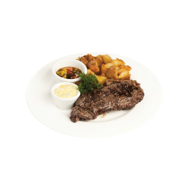 Chargrilled entrecôte with potato wedges